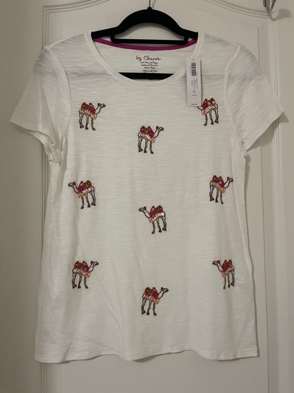 Chico’s Camel Whimsy Tee size 0 NWT